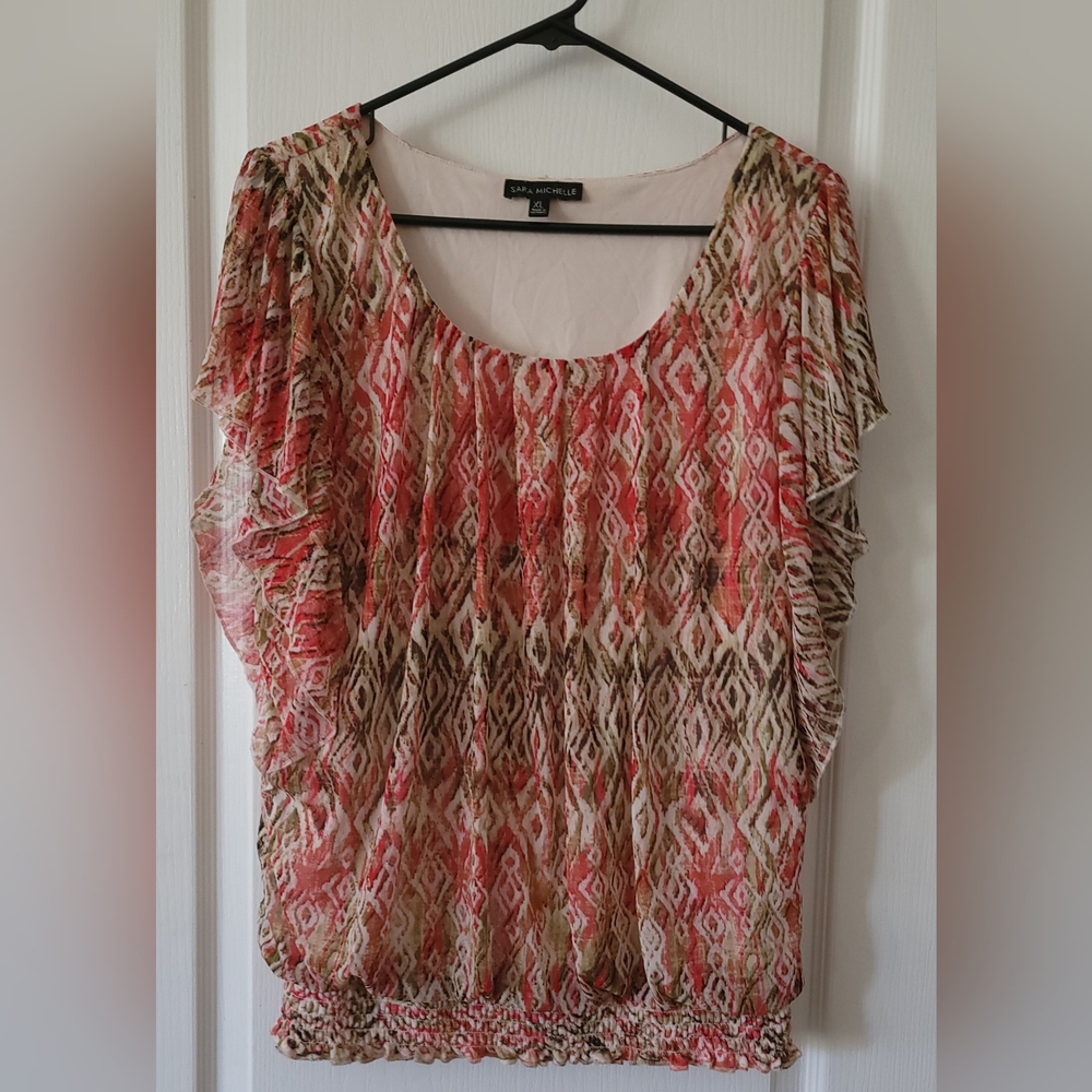 Sara Michelle Women's Multicolor Patterned Top